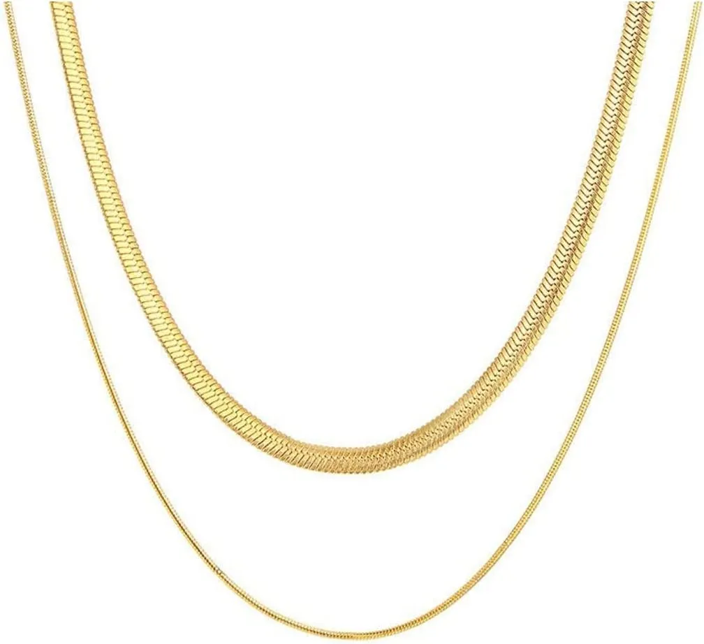 14K Gold Plated Dainty Choker Necklace for Women & Girls | Snake, Cuban Link, Paperclip, Ball Beaded, Tennis Chain, Natural Freshwater Pearl Necklace Fashion Jewelry Gift