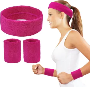 3-Piece Sweat-Wicking Sports Headband and Wristband Set