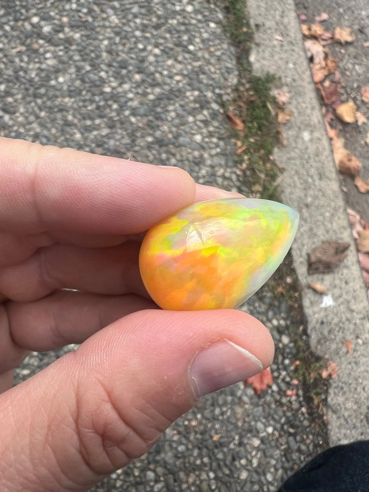 35.20 ct Teardrop x Fiery Ethiopian Welo Opal