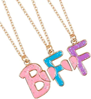 3pcs Friendship Necklaces for 3, Love Heart Enamel Magnetic Matching Pendant Necklace Forever Three Friends Jewelry Gifts for Women Men Anniversary Birthday