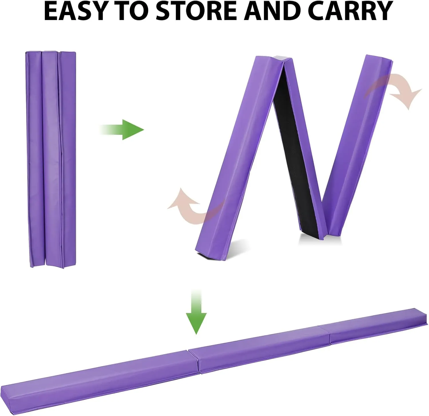 6FT 9FT Folding Balance Beam, Gymnastics Floor Beam with Anti Slip Bottom for Kids Adults Home Gym Club School, Teal