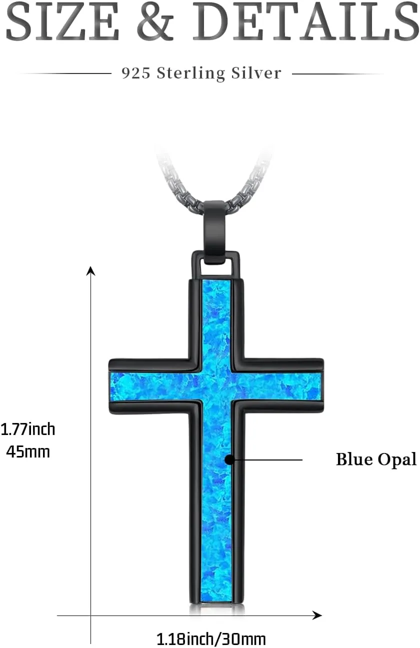 925 Sterling Silver Religious Cross Pendant Necklace Jewelry Gifts for Men Women