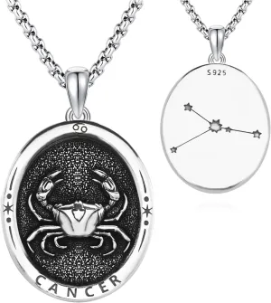 925 Sterling Silver Zodiac Constellation Pendant with Stainless Steel Chain 22" 2"