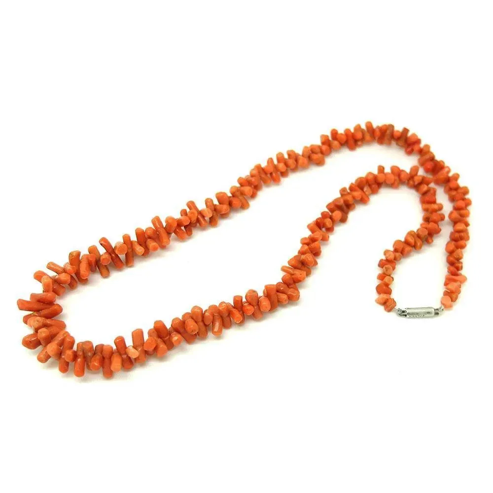 Antique Victorian Orange Branch Coral Necklace