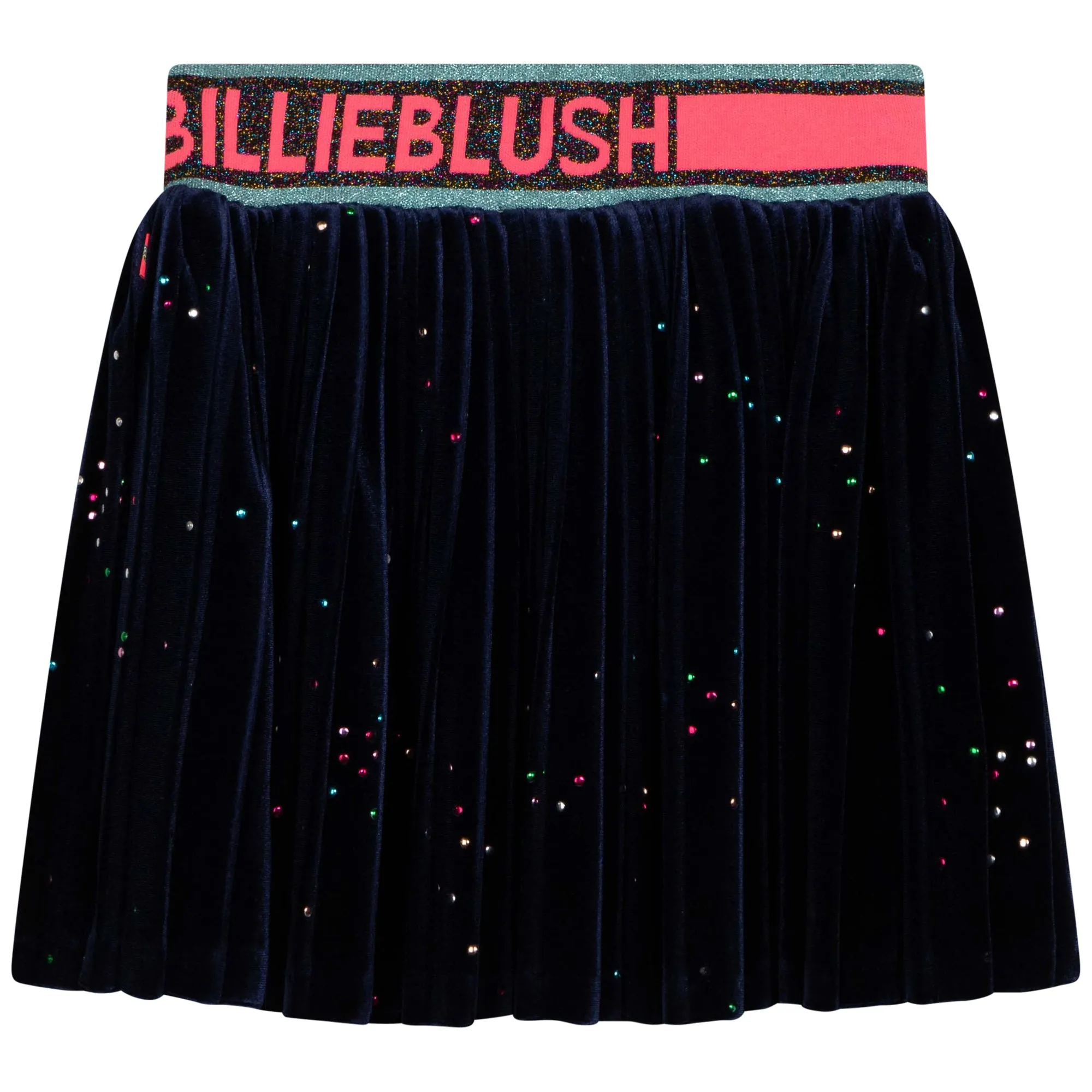 BILLIEBLUSH GLITTER VELVET SKIRT WITH LOGO ELASTIC WAIST