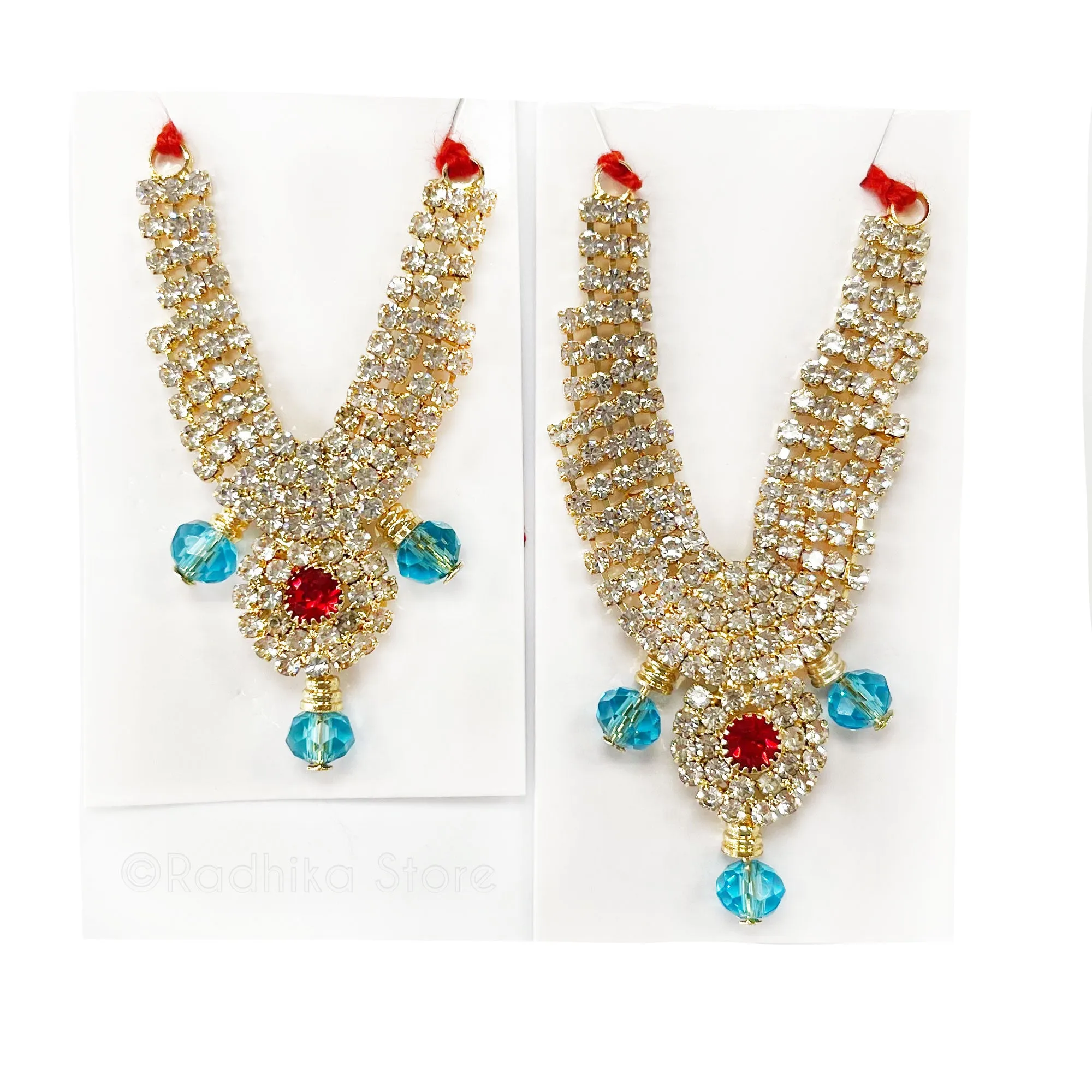 Braj Mandala- Teal - Diamond - Rhinestone Deity Necklace-Choose Size