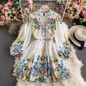 Callista long sleeves floral print Vintage dress