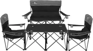 Camping Chair Set of 3, Outdoor Folding Camping Chairs for Heavy People with Cup Holder & Carry Bag,Collapsible Chair Include One Sofa Chair and Two Single Chair,Support up to 500lbs