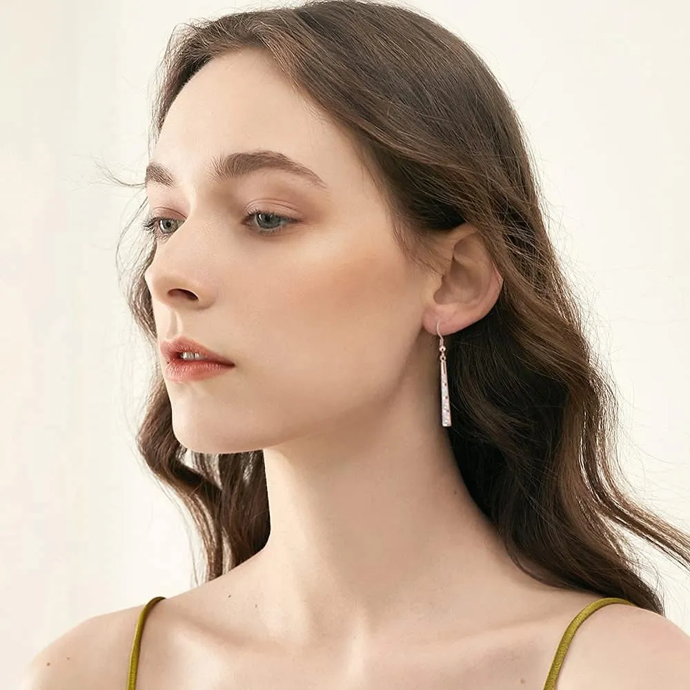 CiNily Opal Drop Earrings - Silver or Gold Plated Dangle Bar Jewelry for Women, Gems Earrings 2 1/8"