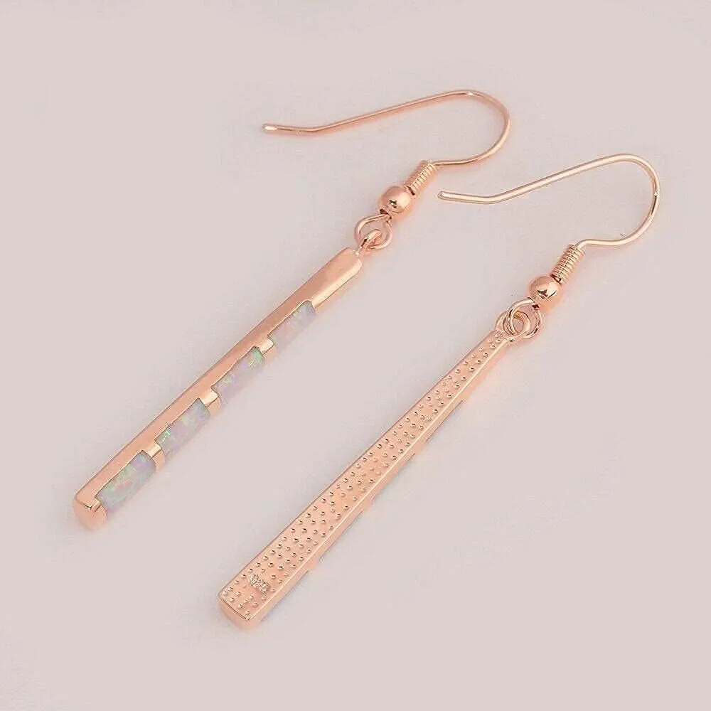 CiNily Opal Drop Earrings - Silver or Gold Plated Dangle Bar Jewelry for Women, Gems Earrings 2 1/8"