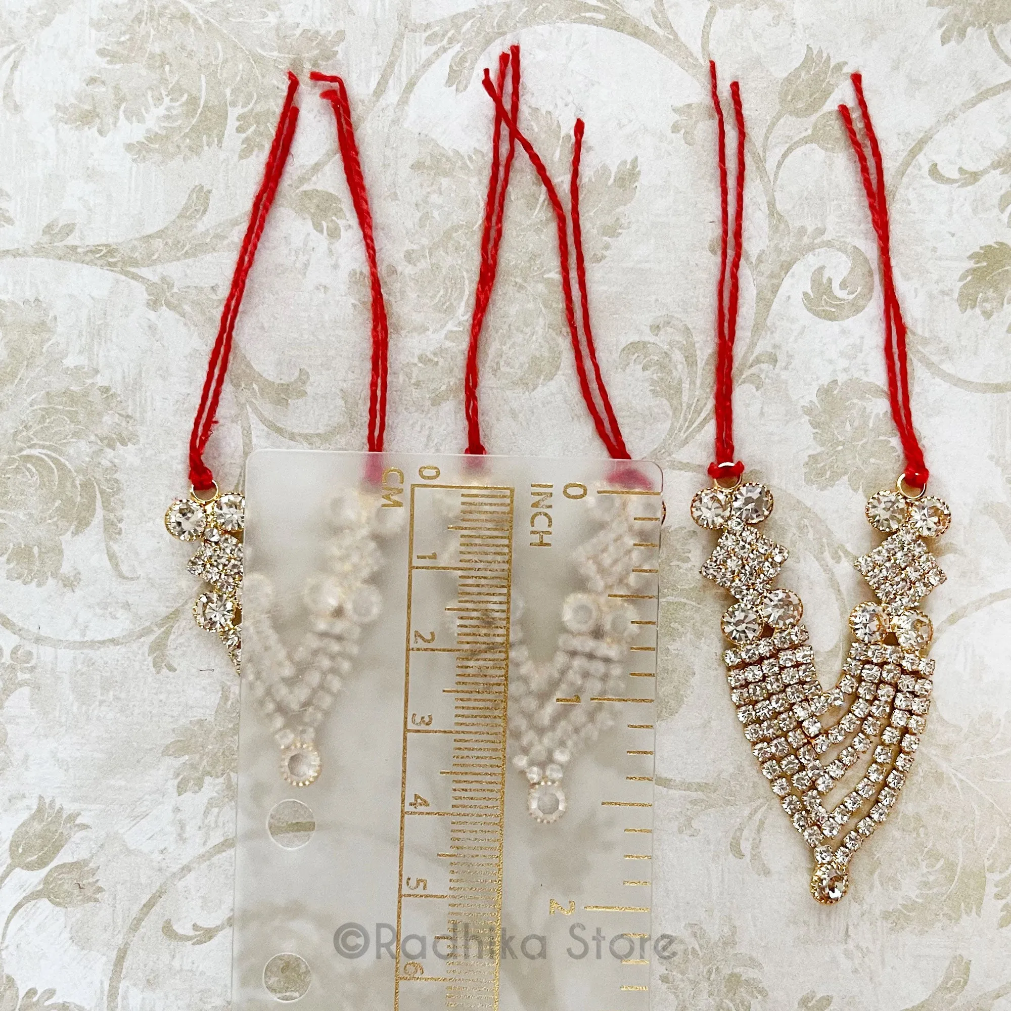 Diamonds Are For Krishna - Orange -  Multi Strand Rhinestone Deity Necklace