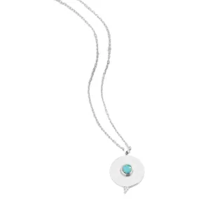 Disc Necklace, Opal, Silver