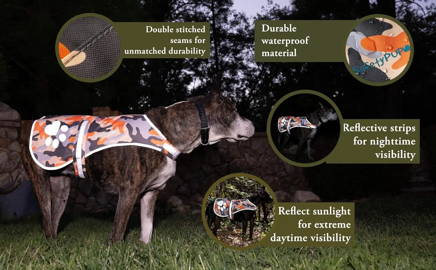 Dog Reflective Vest  Multiple Color Options with Hi-Vis Fluorescent Visibility Helping to Safeguard Your Pet On/Off Leash in Urban & Rural Areas