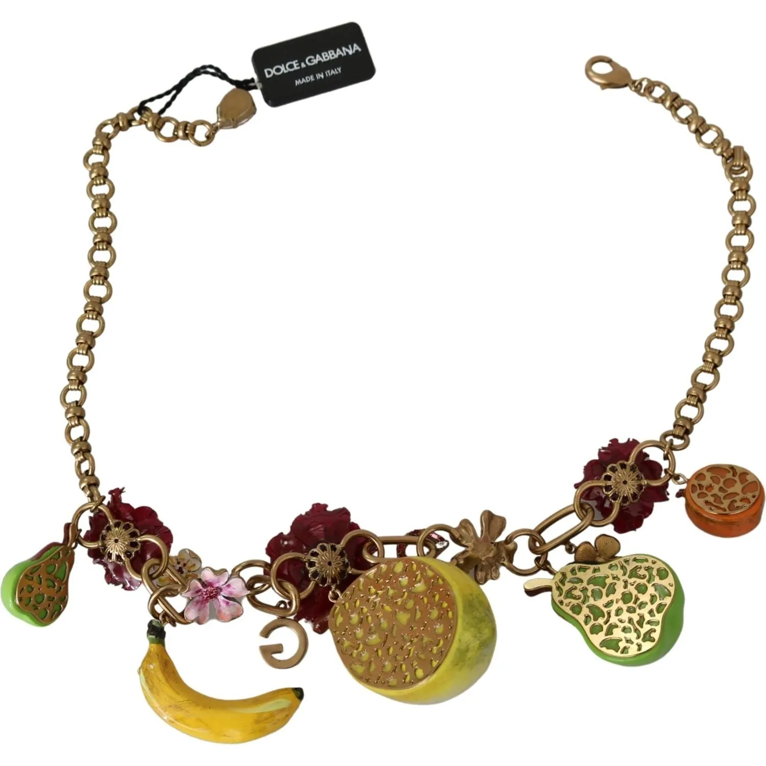 Dolce & Gabbana Crystal Embellished Floral Charm Necklace