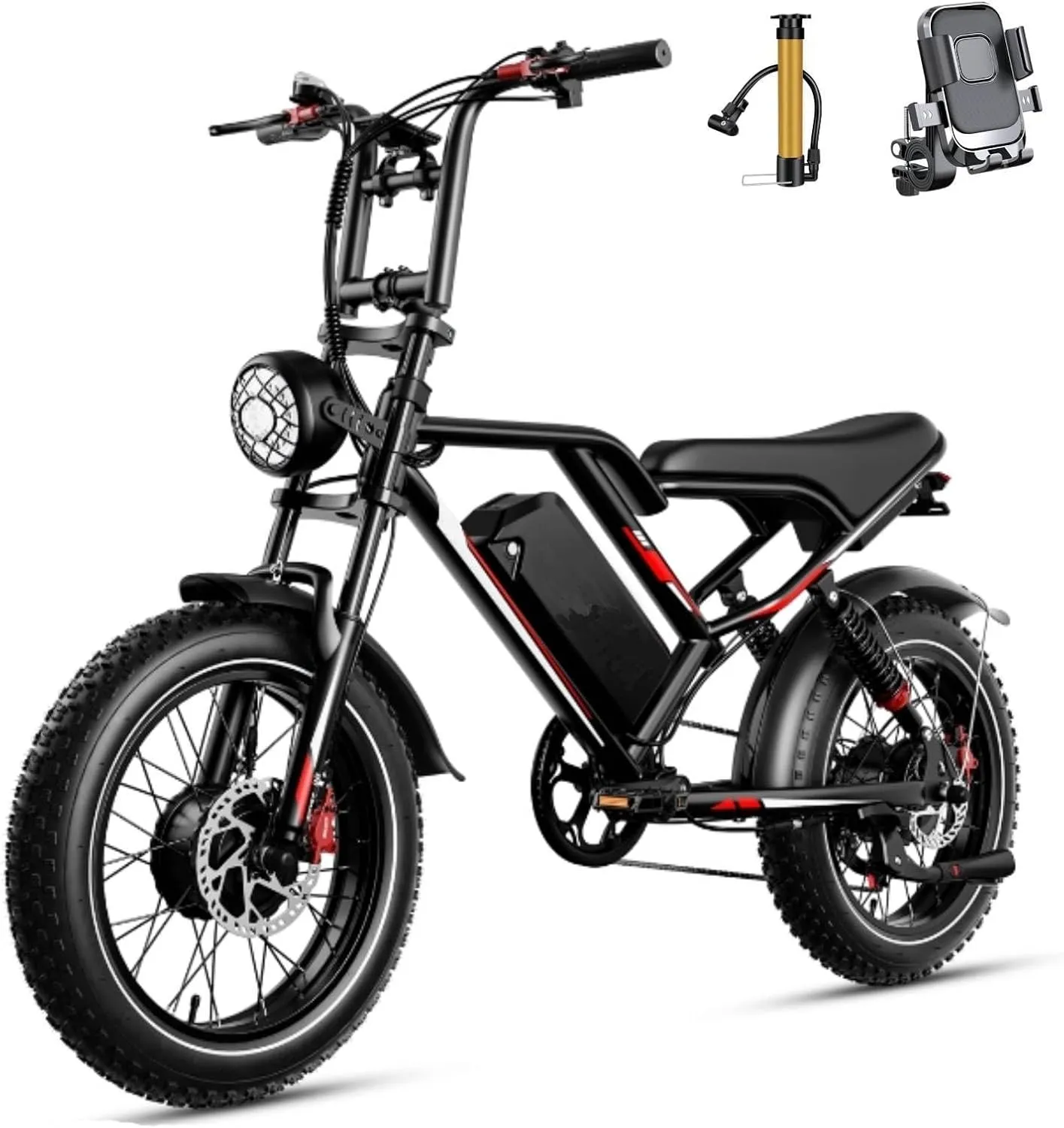 Electric Bike for Adults, Peak 1000W Brushless Motor, 31MPH, Max 35-50 Miles Range E-Bike, 20" Fat Tire E-Bike, 48V- 17.5Ah Removable Battery for Mountains, Snow, Sand, Road Electric Bicycle