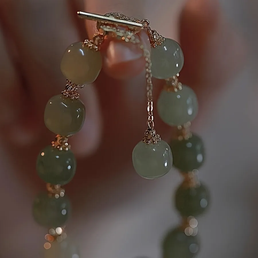 Elegant Glass Jade Bead Bracelet for Special Gift for Couples