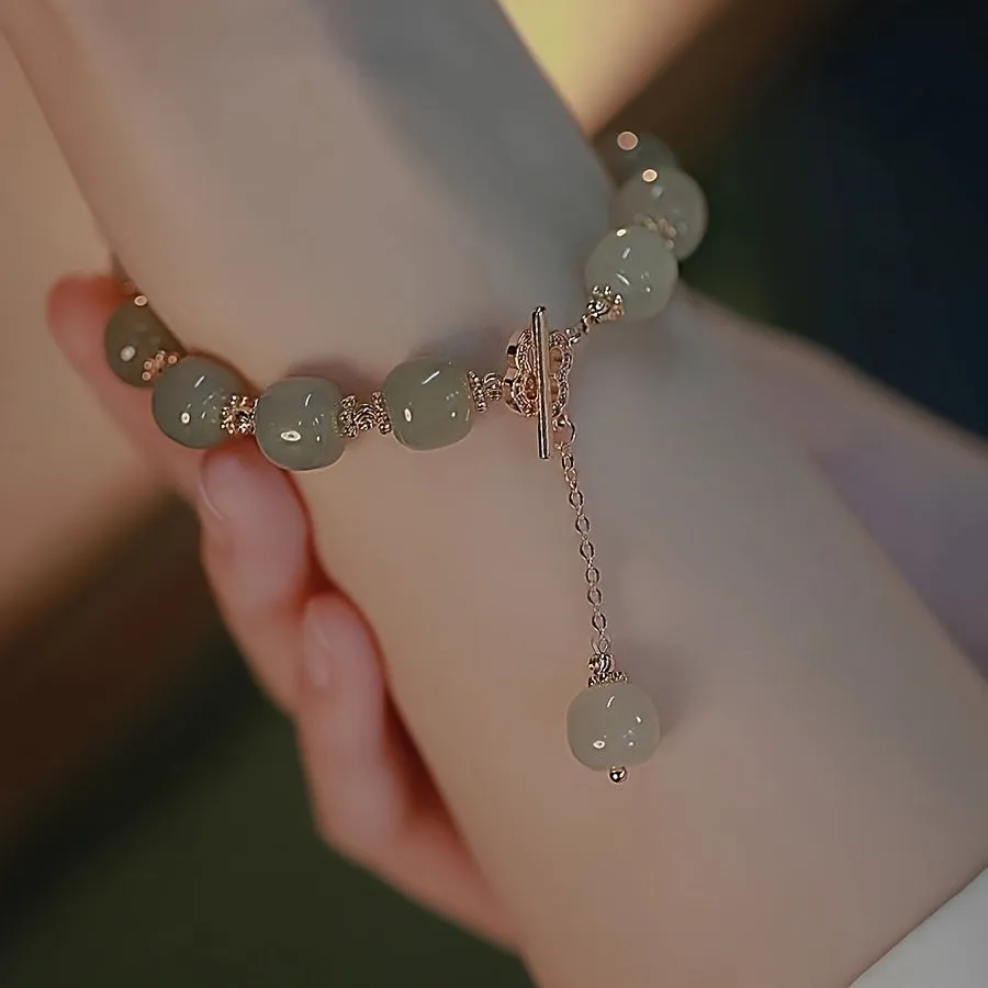 Elegant Glass Jade Bead Bracelet for Special Gift for Couples