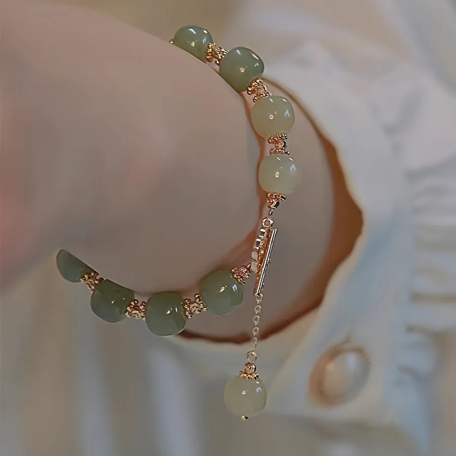 Elegant Glass Jade Bead Bracelet for Special Gift for Couples