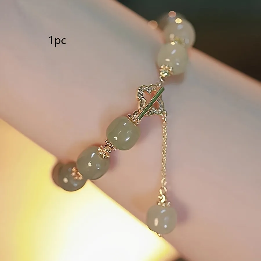 Elegant Glass Jade Bead Bracelet for Special Gift for Couples