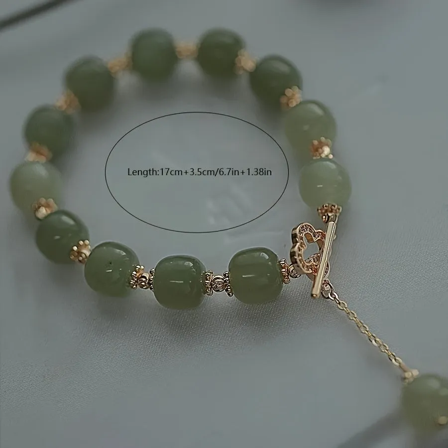 Elegant Glass Jade Bead Bracelet for Special Gift for Couples