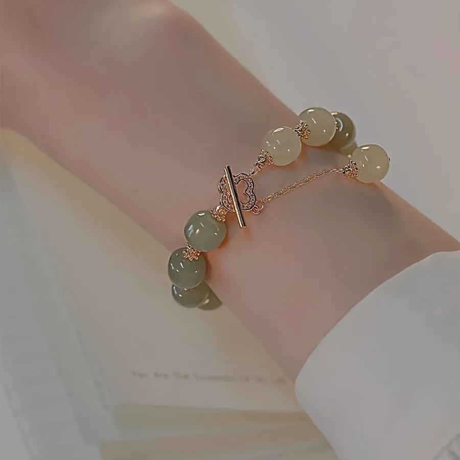 Elegant Glass Jade Bead Bracelet for Special Gift for Couples