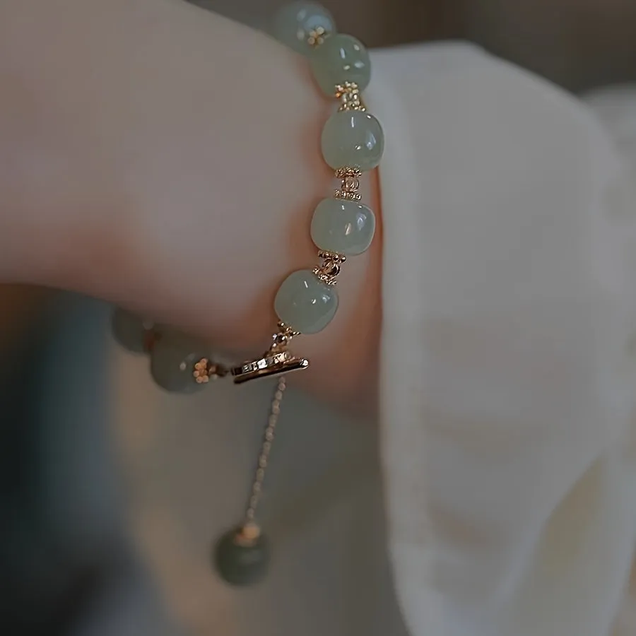 Elegant Glass Jade Bead Bracelet for Special Gift for Couples