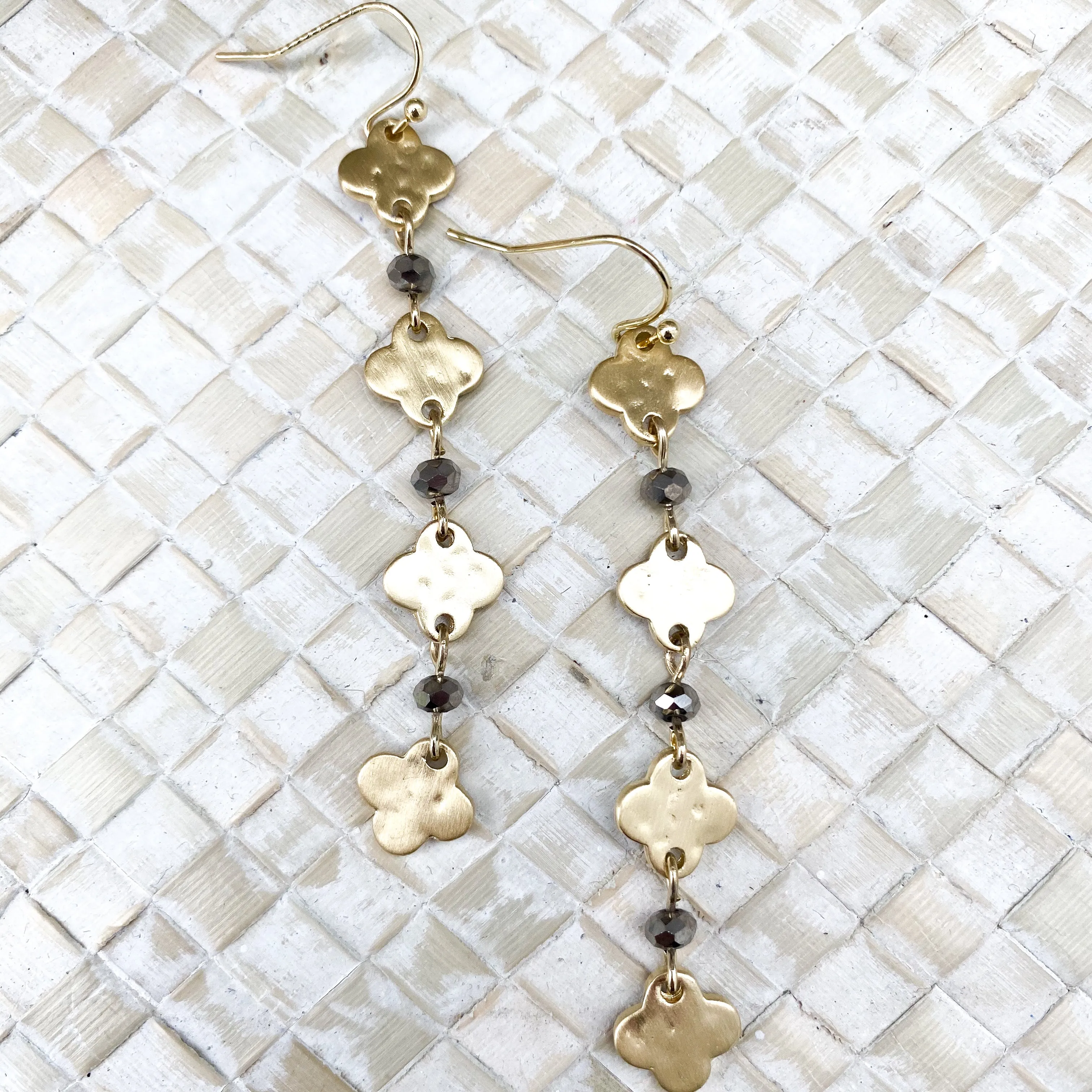 Gold Clover Drop Earrings
