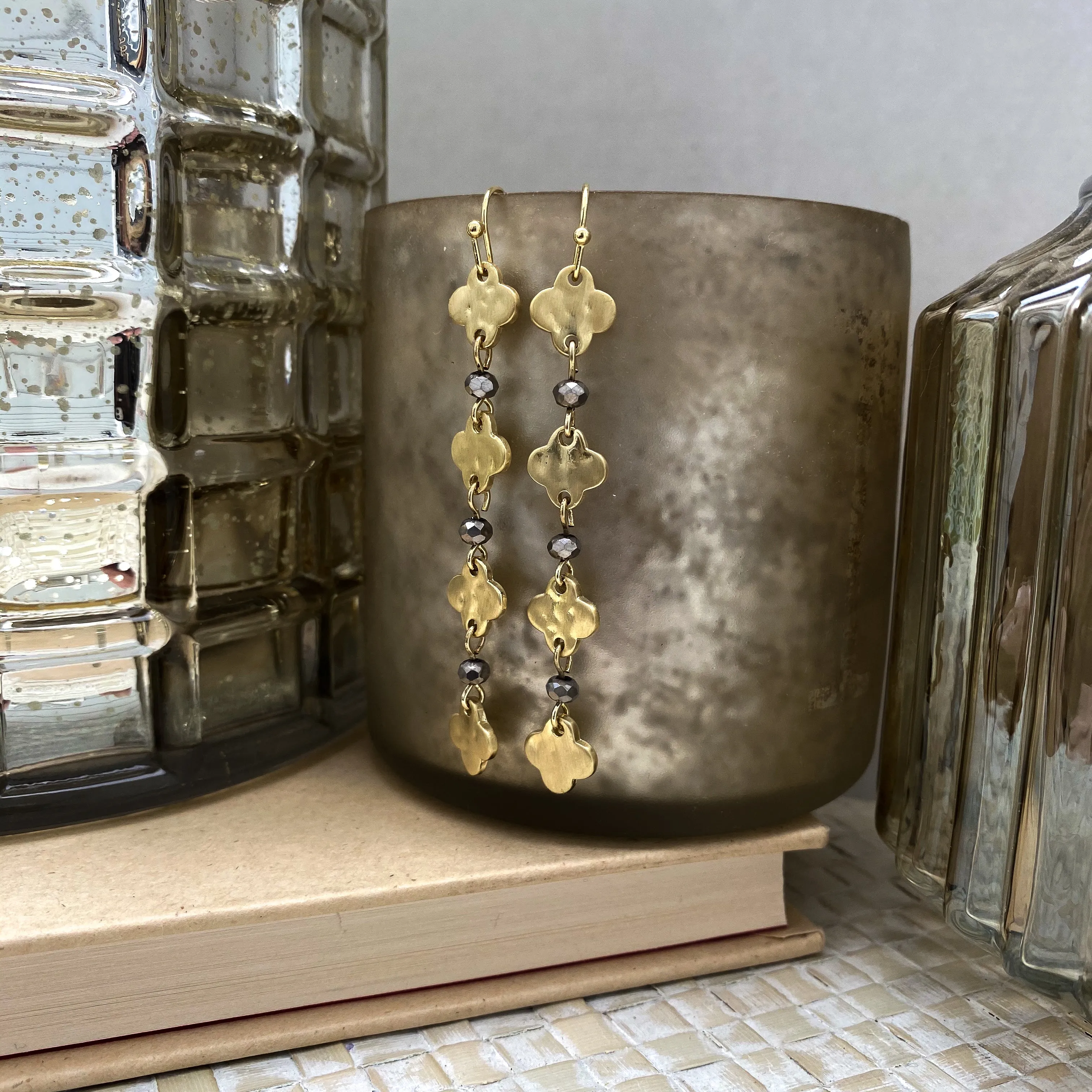 Gold Clover Drop Earrings