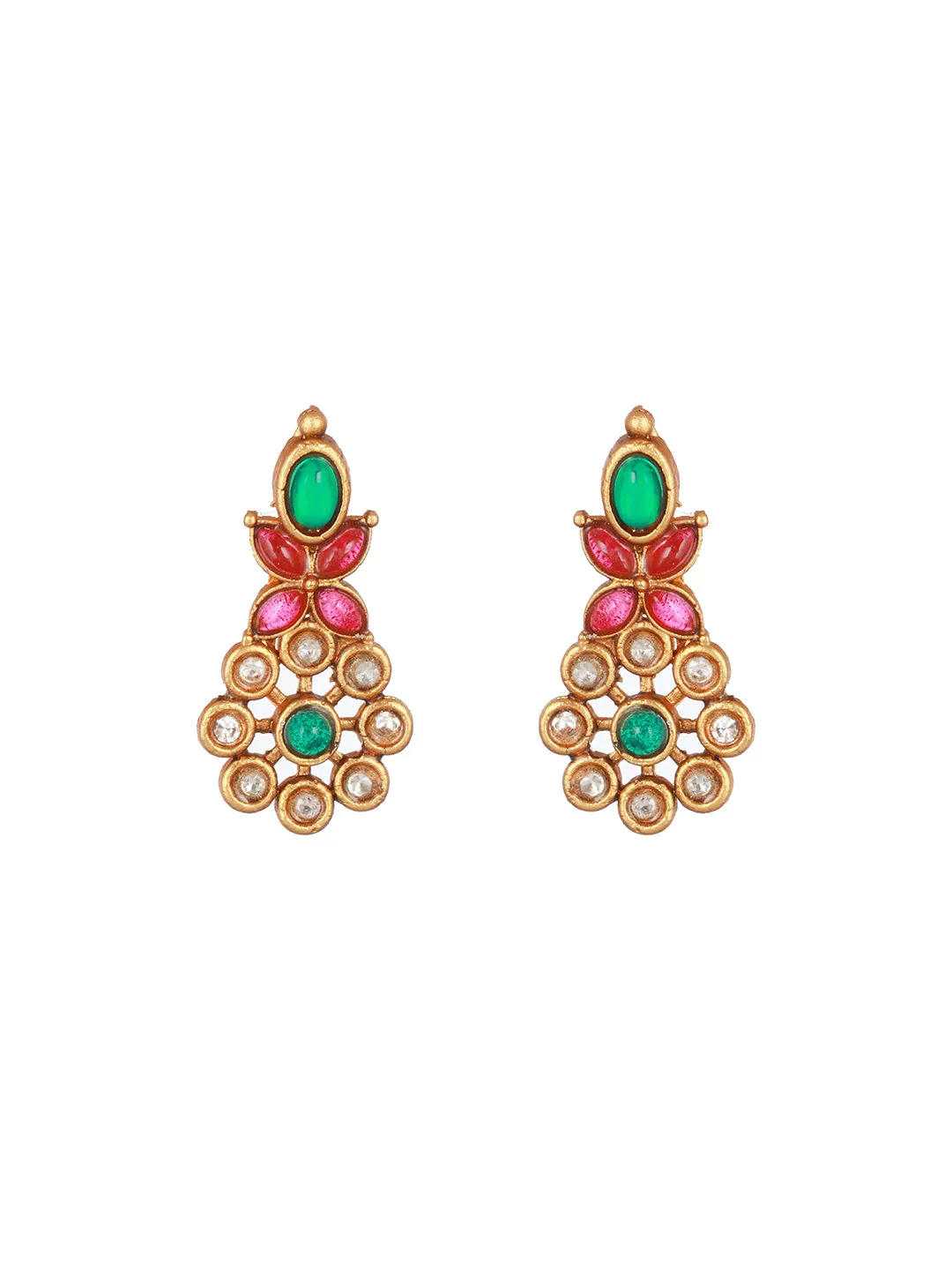 Gold-Plated American Diamond-Studded Brass Necklace & Earrings