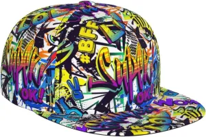 Graffiti Snapback Baseball Cap, Hip Hop Style, Adjustable Flat Bill Brim Hat, Unisex