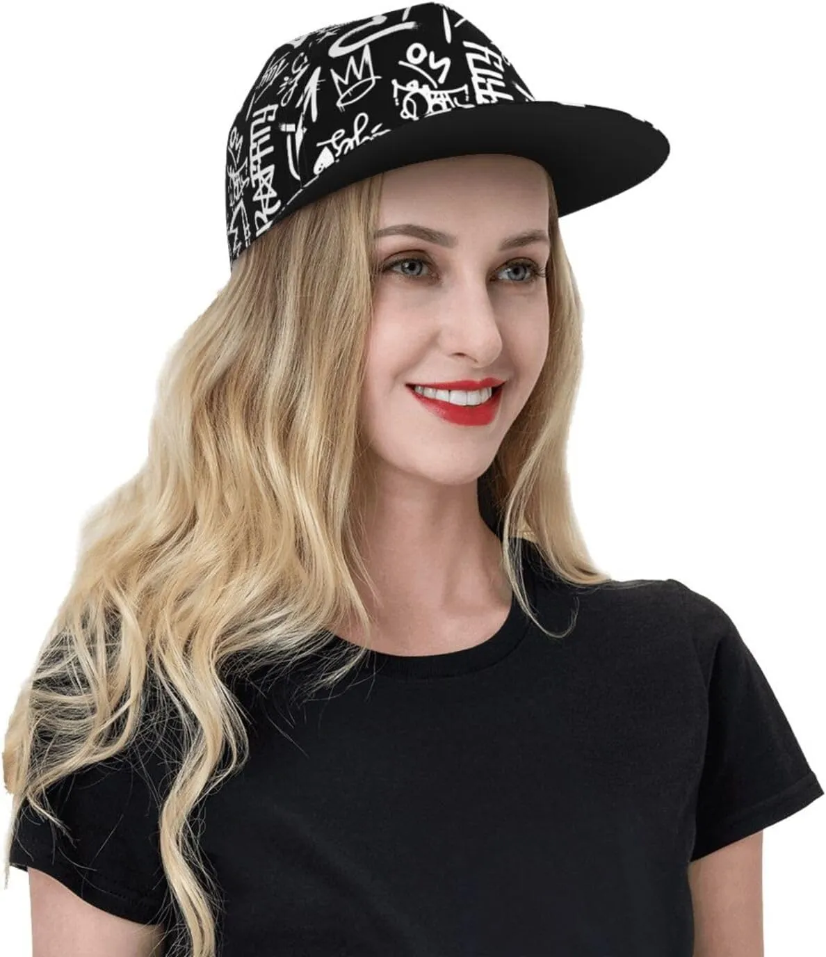 Graffiti Snapback Baseball Cap, Hip Hop Style, Adjustable Flat Bill Brim Hat, Unisex