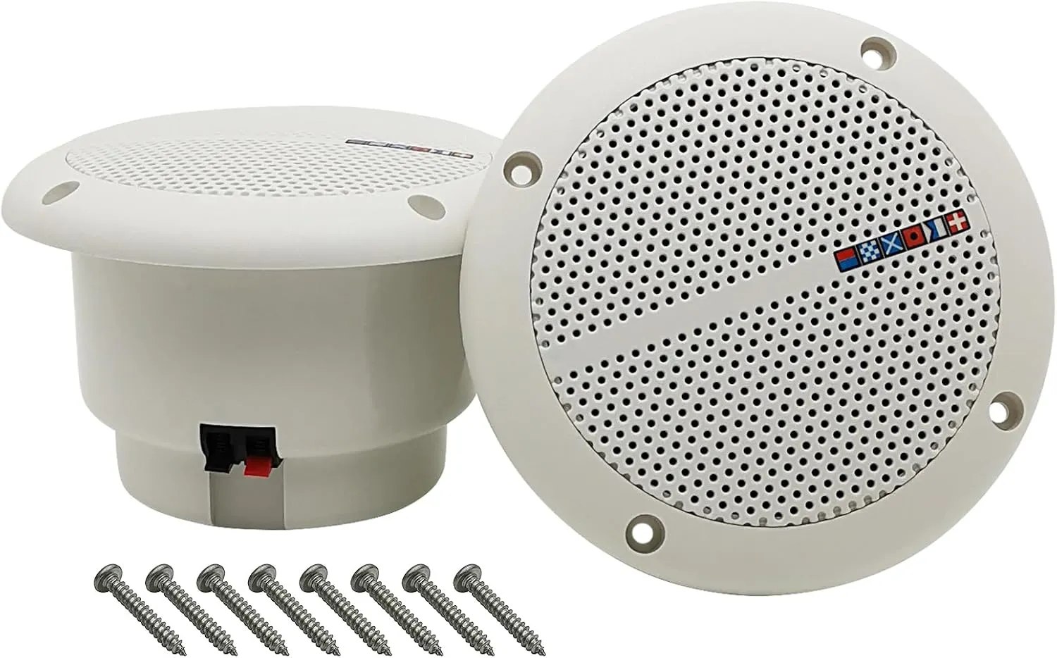 HiQltyla 5.25 Inch Waterproof Marine Boat RV Hot Tub Outdoor Speaker, WEAH-400 25 Watt Dual Cone 2 Way Full Range White Color (Sold as a Pair)