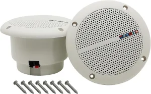 HiQltyla 5.25 Inch Waterproof Marine Boat RV Hot Tub Outdoor Speaker, WEAH-400 25 Watt Dual Cone 2 Way Full Range White Color (Sold as a Pair)
