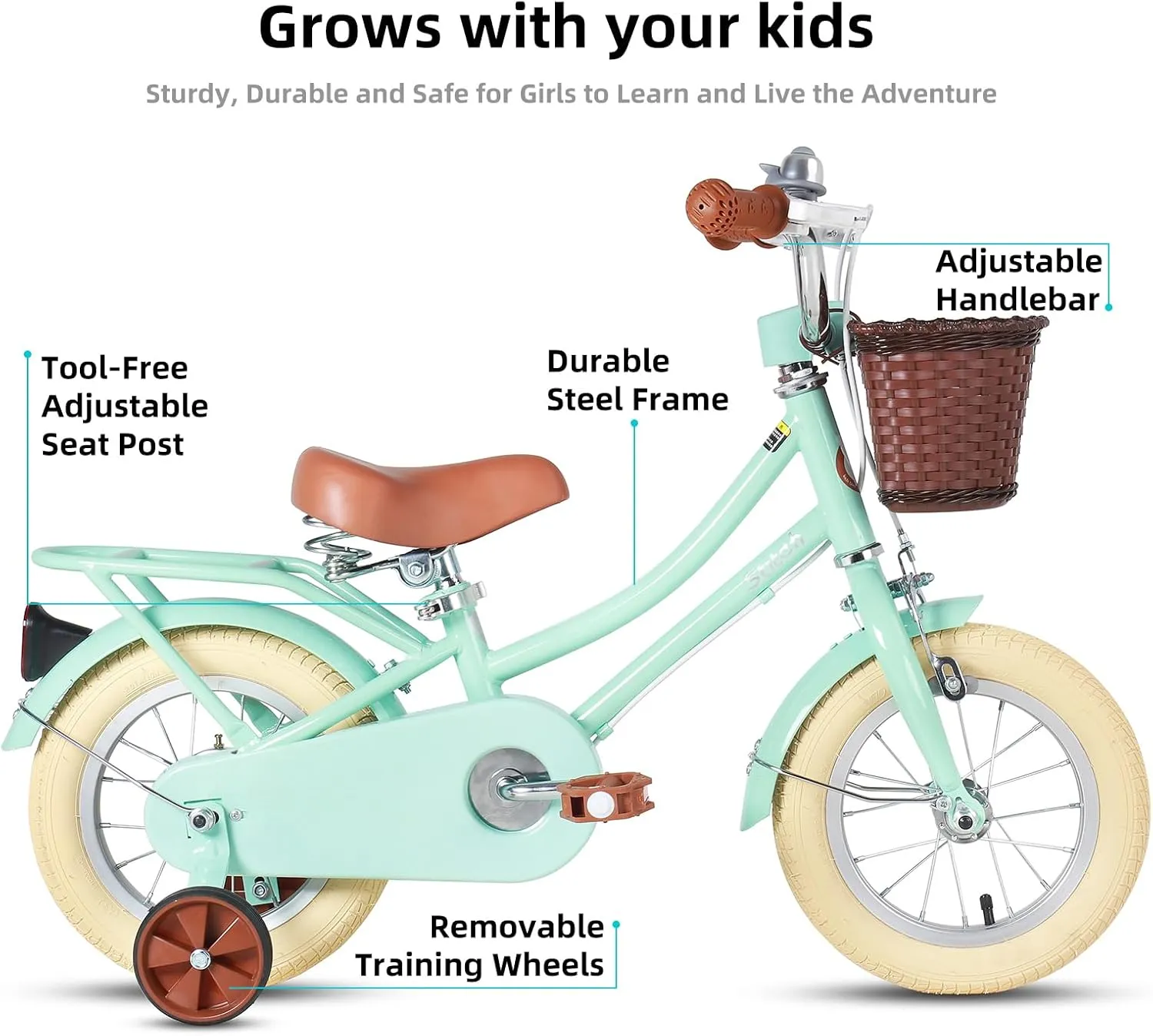 JOYSTAR Girls Bike for 2-12 Years Old Toddlers and Kids, 12" 14" 16" 18 Retro Style Kids Bike with Training Wheels, 20 Inch Children Bicycle with Kickstand