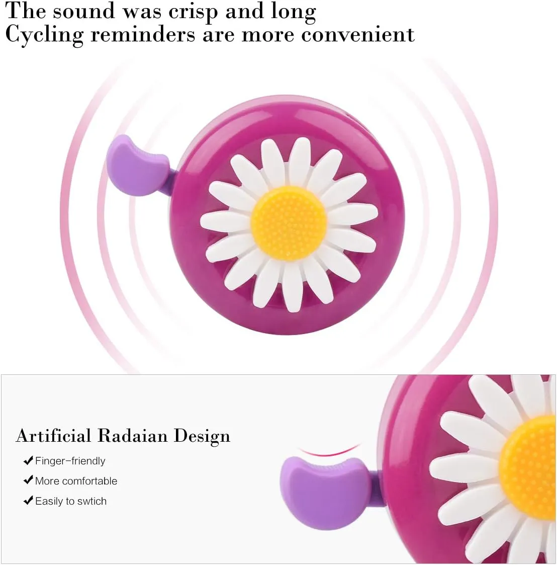 Kids Streamers and Bike Bell for Girls-1 Pack Flower Bicycle Bell with 2 Pack Handlebar Streamers Scooter Tassels for Children's Bike Accessories