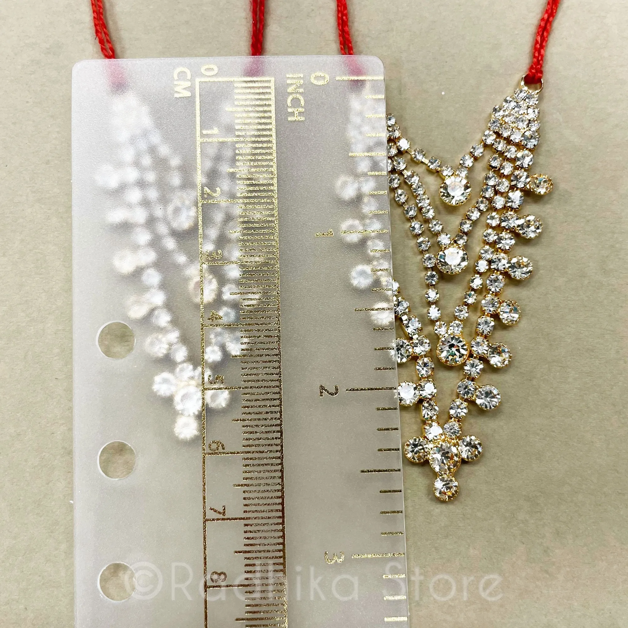 Krishna Dots - Teal and Diamond  - Multi Strand - Rhinestone Deity Necklace