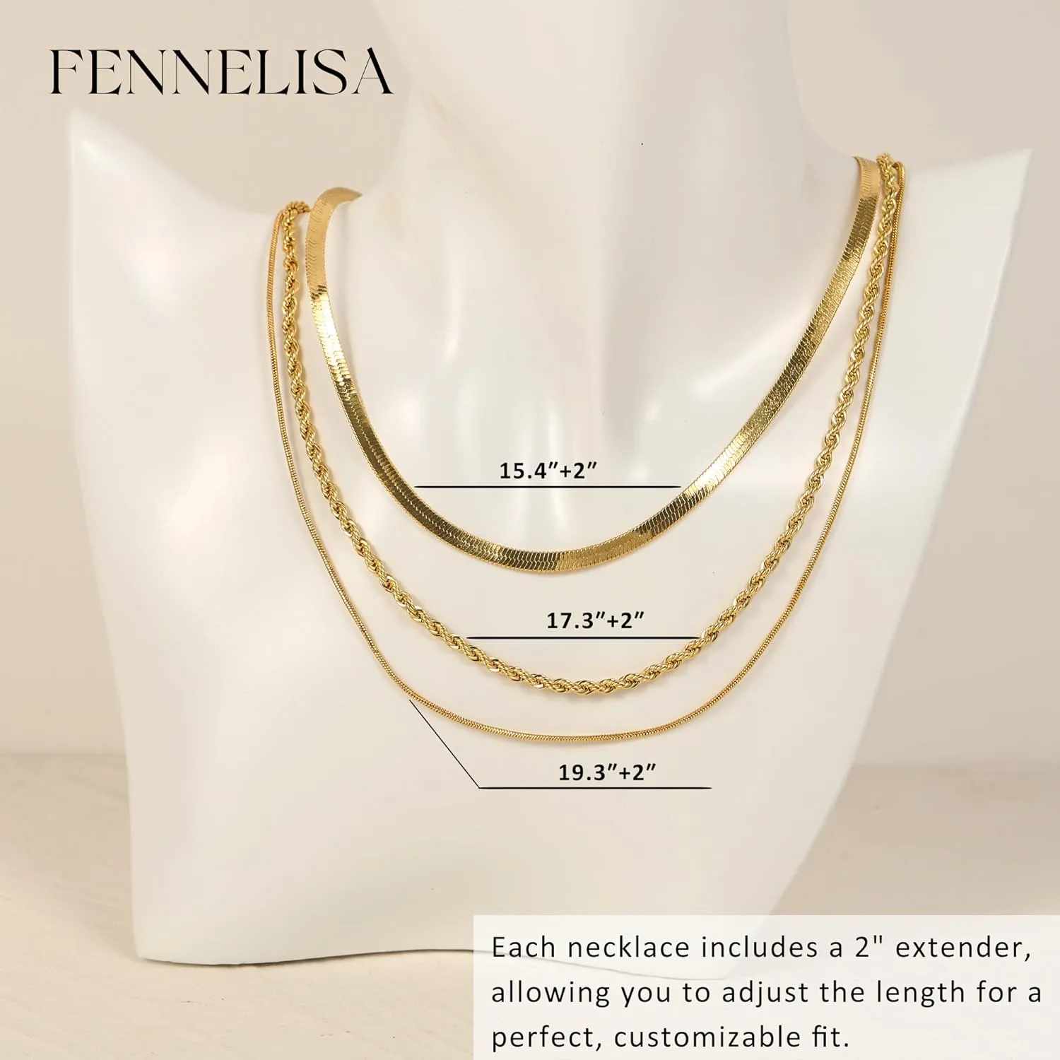 Layered Necklaces for Women,Dainty Gold Necklace for Women Trendy Gold Plated Necklace Set Stack Cuban Link Paperclip Chain Herringbone Jewelry Gifts 3Pcs