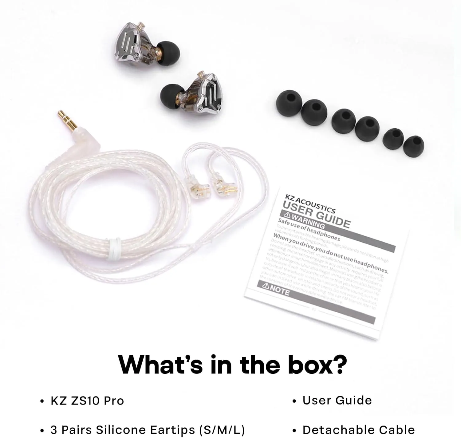 Linsoul KZ ZS10 Pro, 4BA 1DD 5 Driver in Ear Monitor, HiFi Wired Earbuds, Gaming Earbuds, Hybrid IEM Earphones with Stainless Steel Faceplate, Detachable Cable for Musician(with Mic, Black)