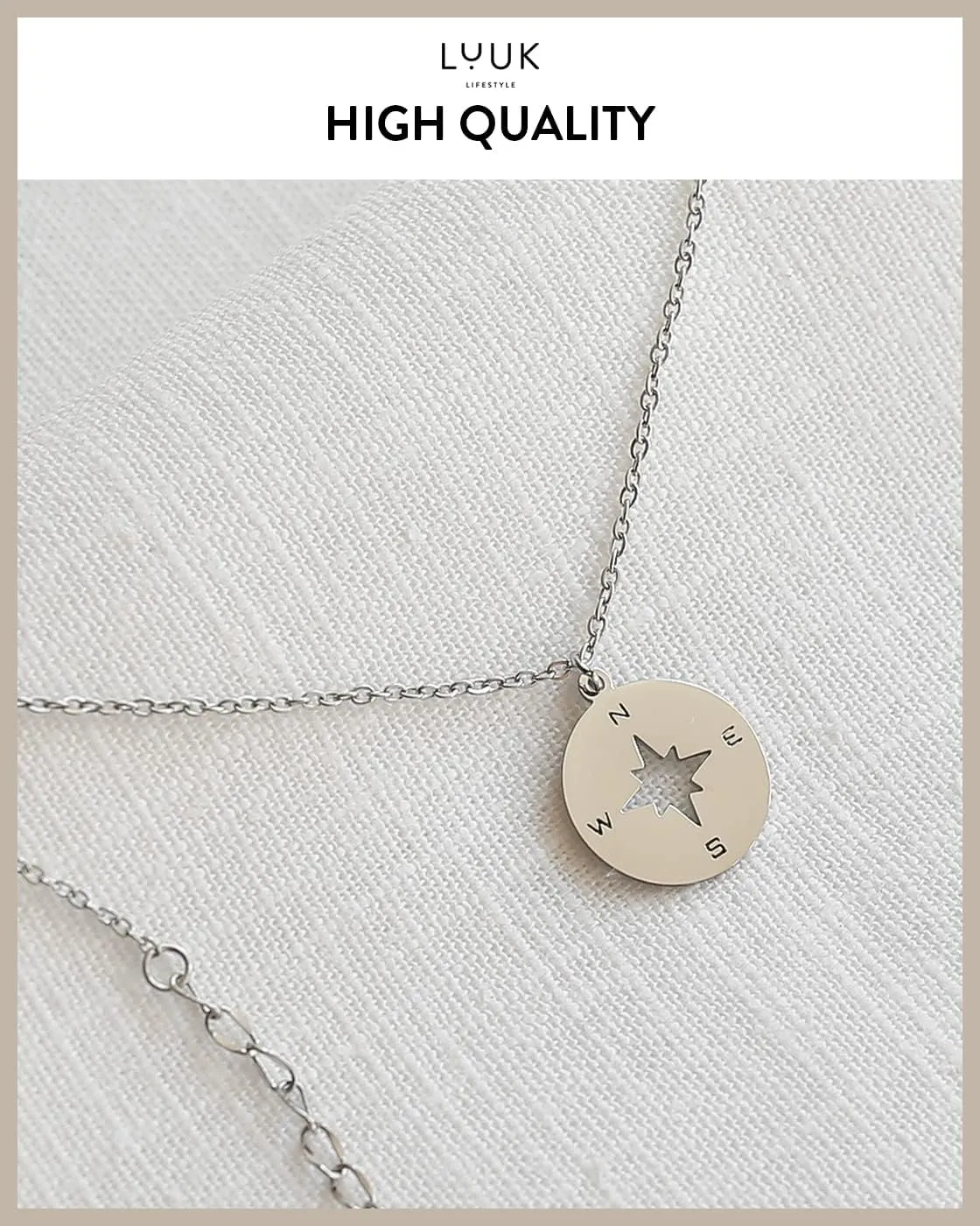 LUUK LIFESTYLE Stainless steel necklace with pendant and HAPPINESS card, 20?? adjustable length, lucky charm, friendship chain, Valentine's Day gift, birthday, women's jewelry, silver, gold, rosegold