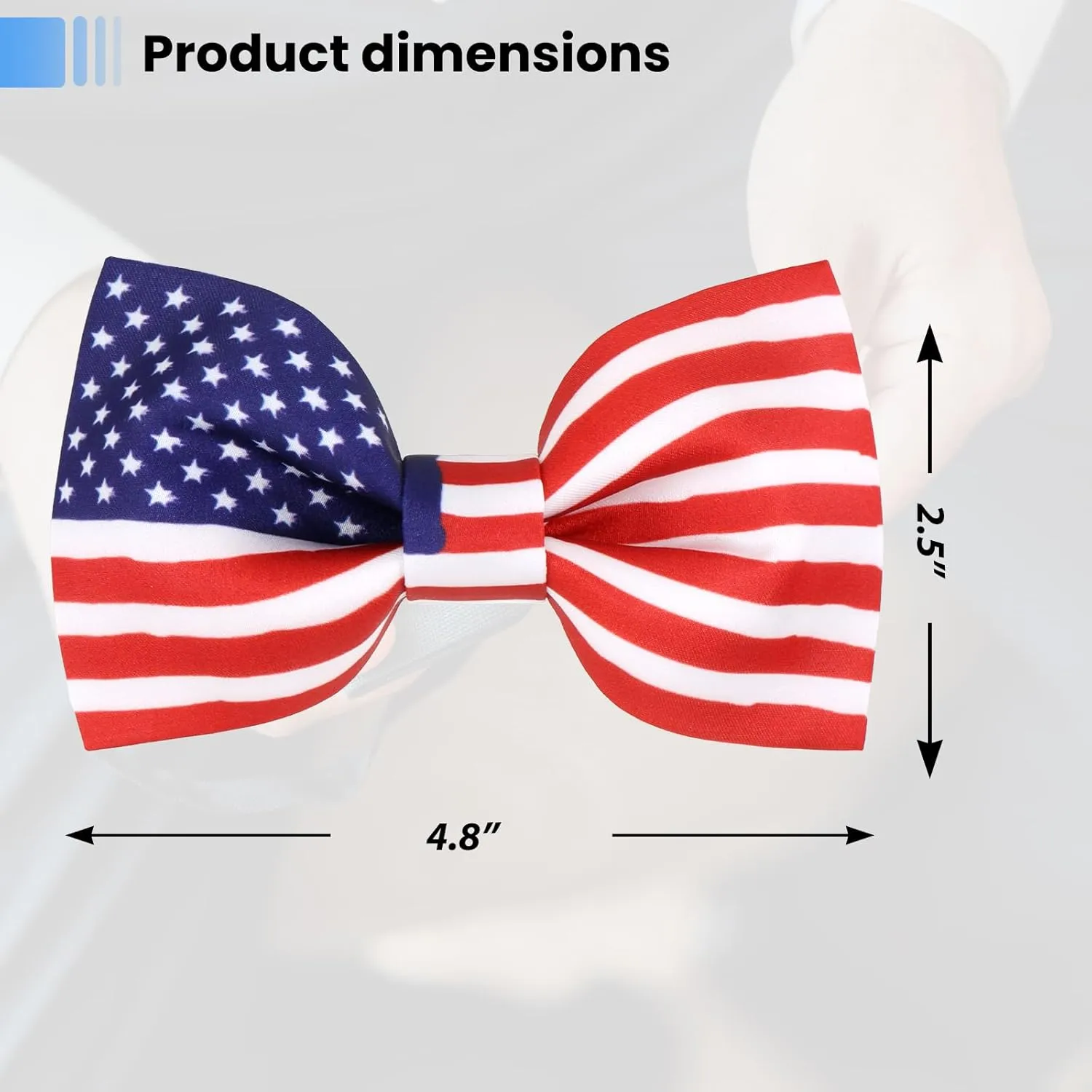 Men's American Flag Bow Tie Satin Silk Pre-tied Solid Stars Stripes USA Bow Ties for Men with Gift Box