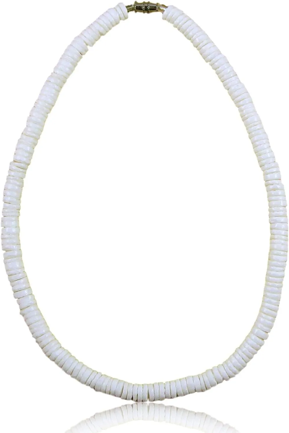 Native Treasure Mens and Womens Tropical Summer Beach Surfer Necklace From the Philippines, White Clam Ark Shells