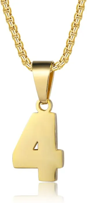 Number Necklaces Personalized Necklaces 18K Gold Plated Initial Number Pendant Stainless Steel Chain Sports Necklaces for Men Women