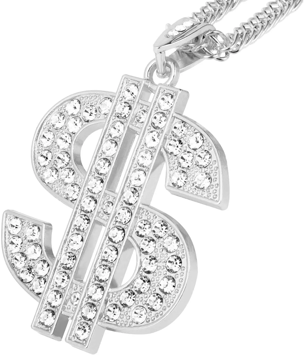 OBTANIM 2 Pack Gold Plated Chain with Dollar Sign Pendant Necklace Hip Hop Dollar Necklace for Men