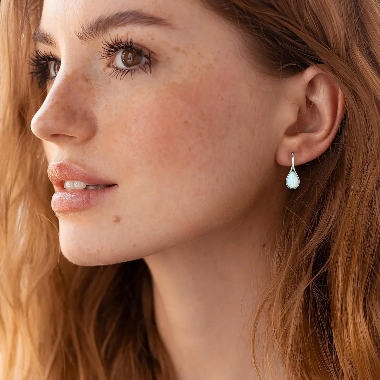 Opal Earrings 925 Sterling Silver Hook Drop Teardrop Gemstone Earrings October Birthstone Dangle Earrings Jewelry Mother's Day Gift for Women