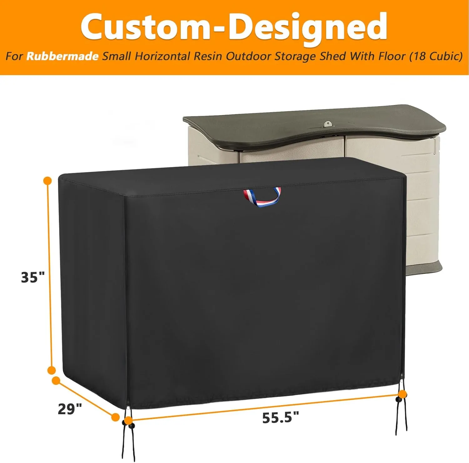 Outdoor Storage Shed Cover for Rubber Maid, Waterproof Rubber Made Outdoor Storage Deck Box Cover 4.5Ft,Heavy Duty Patio Cabinet Covers for Lawn Furniture55.5" W x 29" D x 35" H