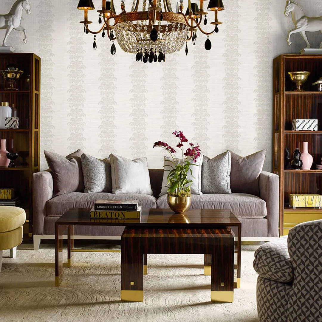 Palm Frond Stripe Stringcloth Luxe Retreat Wallpaper