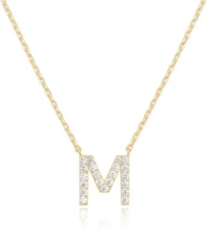 PAVOI 14K White Gold Plated Cubic Zirconia Initial Necklace | Letter Dainty Necklaces for Women
