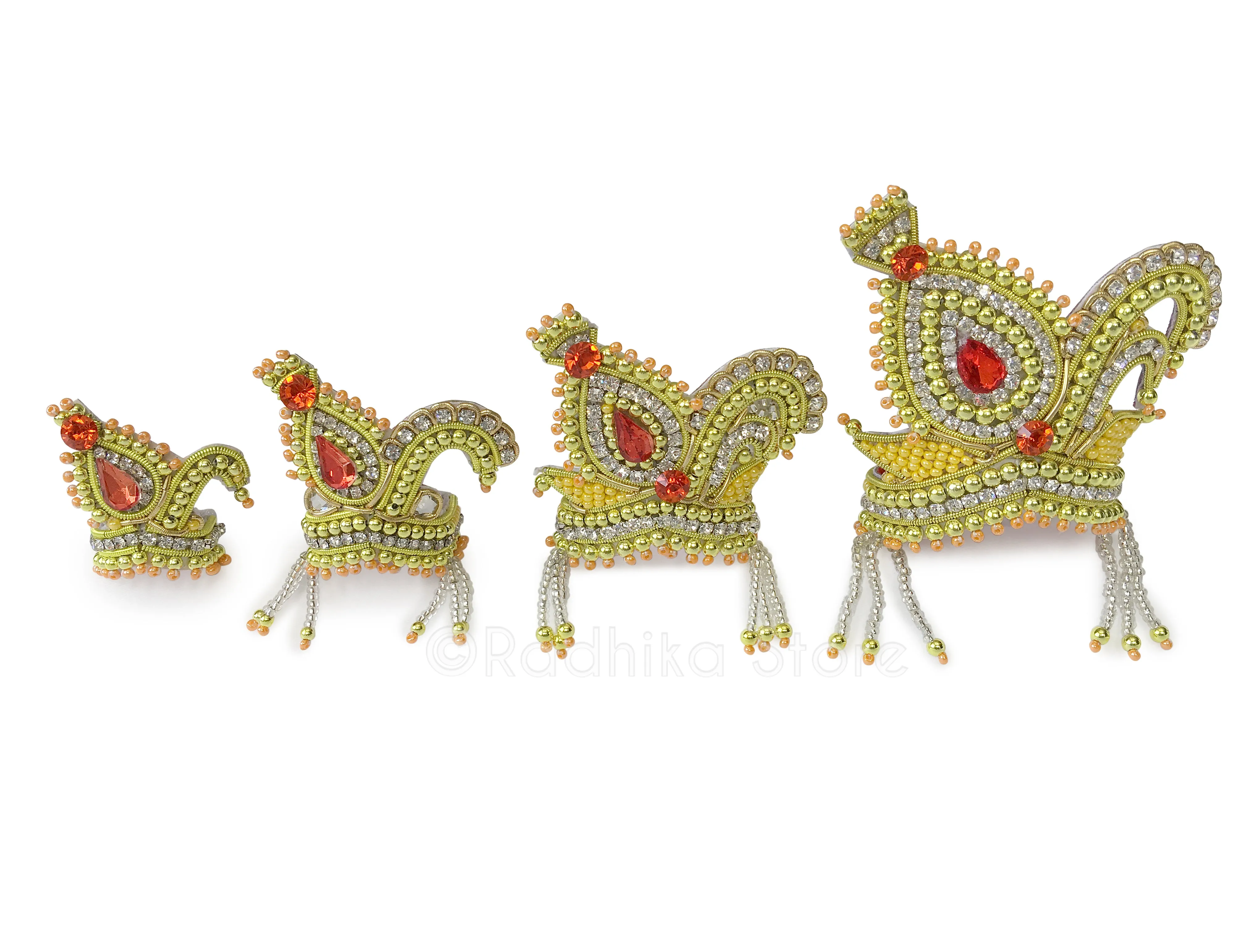 Peach and Yellow Vrindavan Swan - Rhinestone Crown