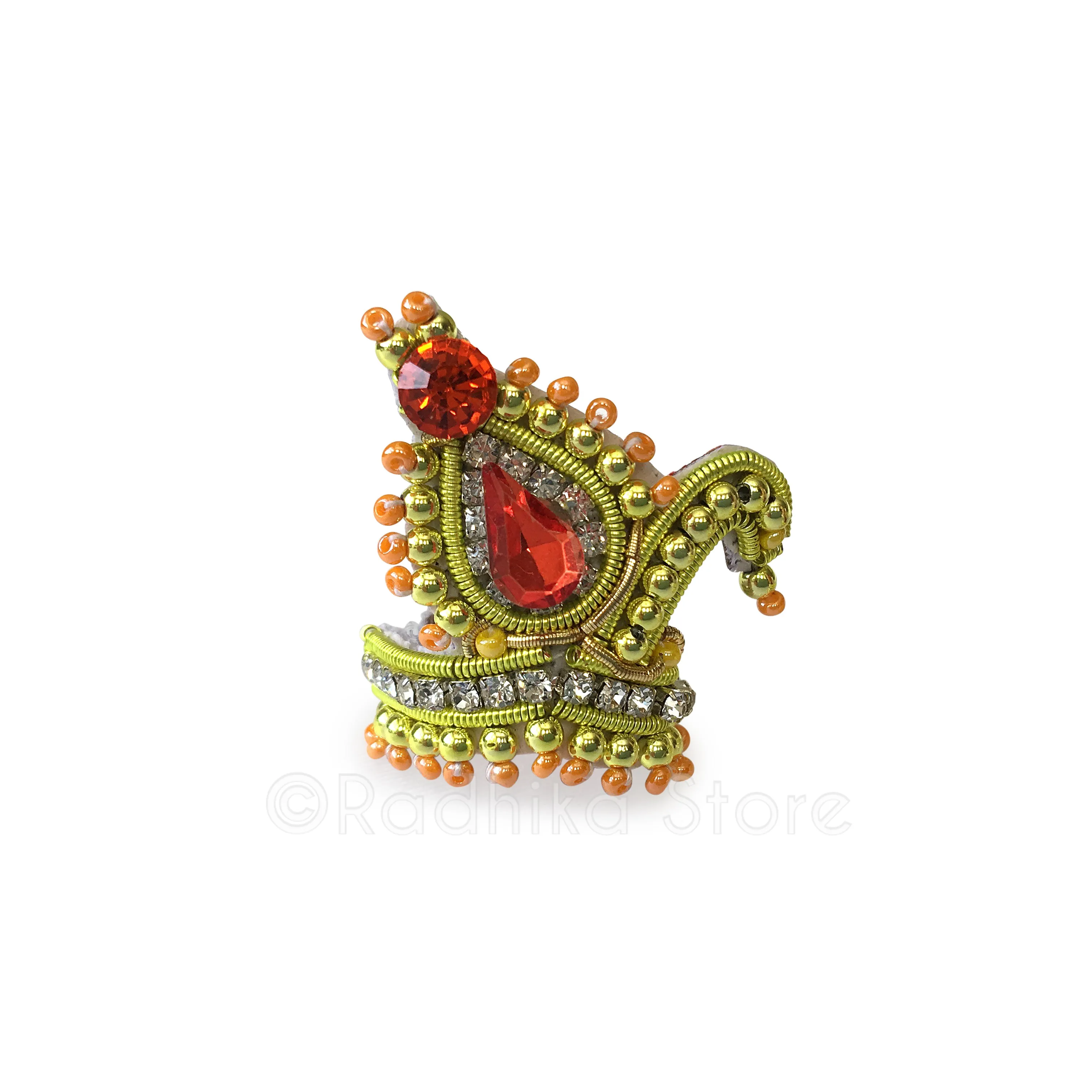 Peach and Yellow Vrindavan Swan - Rhinestone Crown