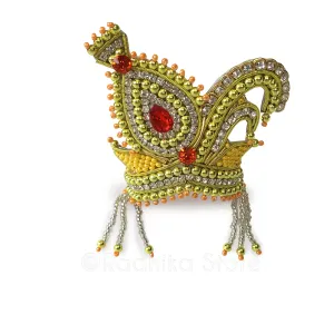 Peach and Yellow Vrindavan Swan - Rhinestone Crown